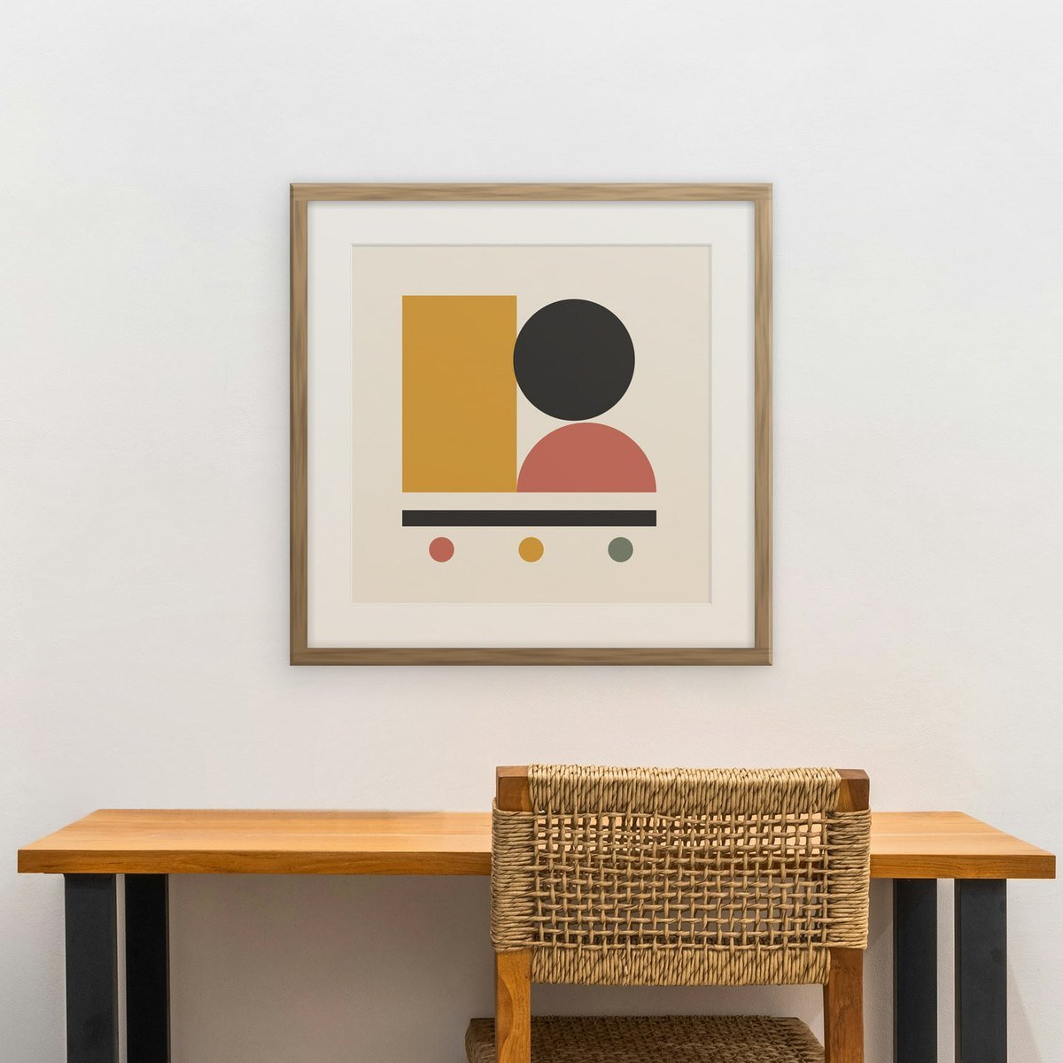 Geo Balance shown framed on a wall