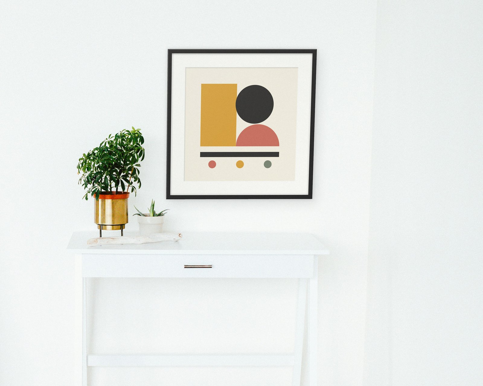 Geo Balance Printable Wall Art, Framed in a hallway and entry
