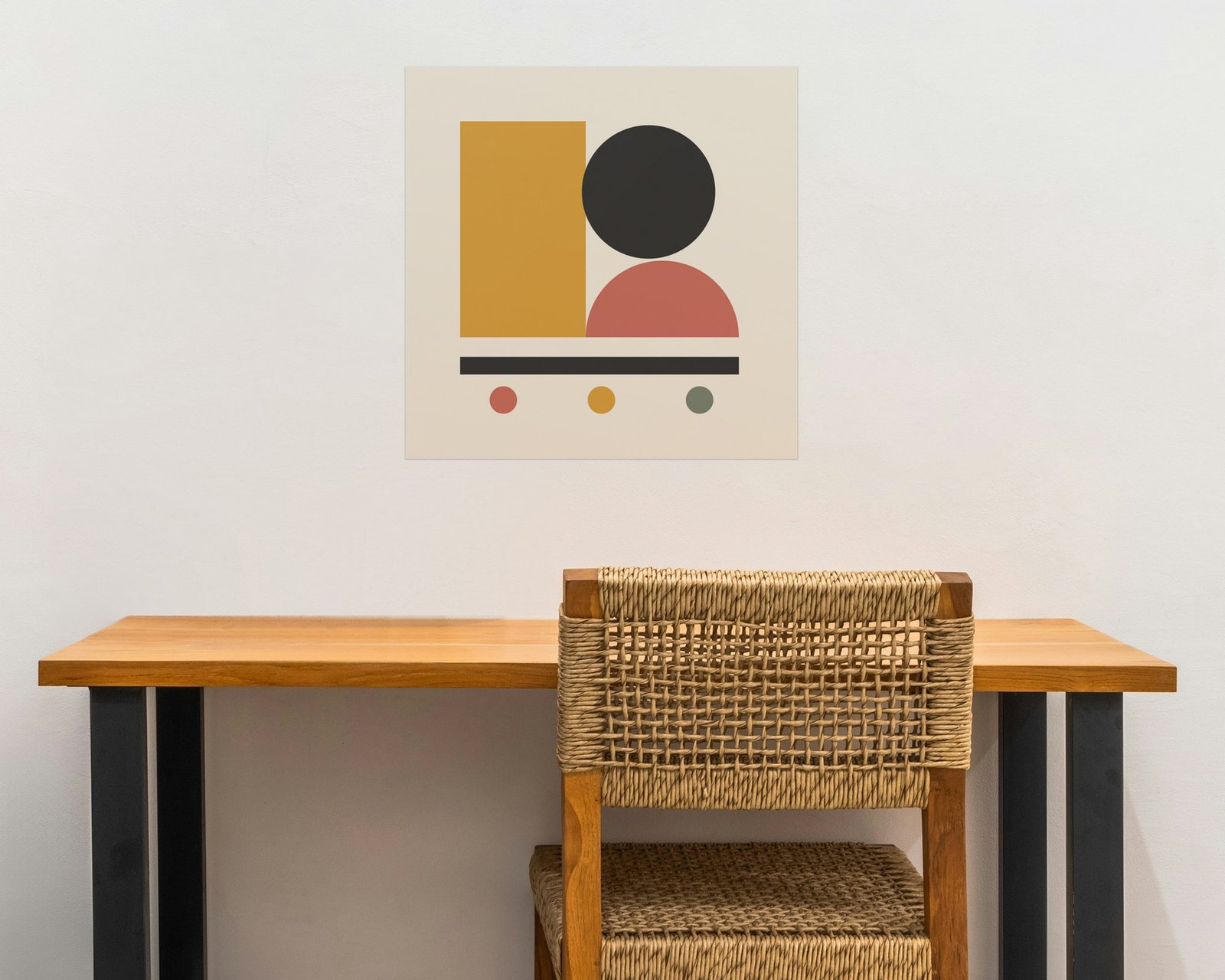 Geo Balance Printable Wall Art, Bare print in a home office