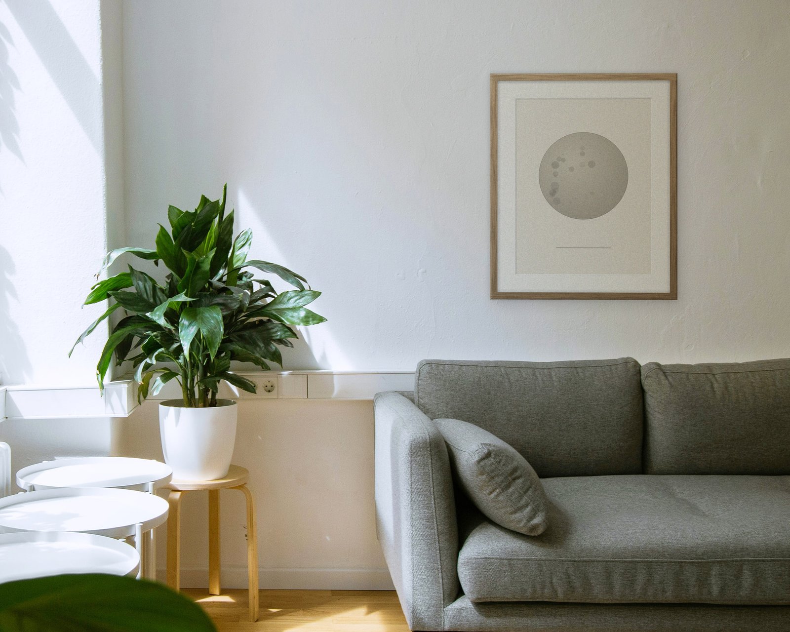 La Lune Printable Wall Art, Framed in a living room