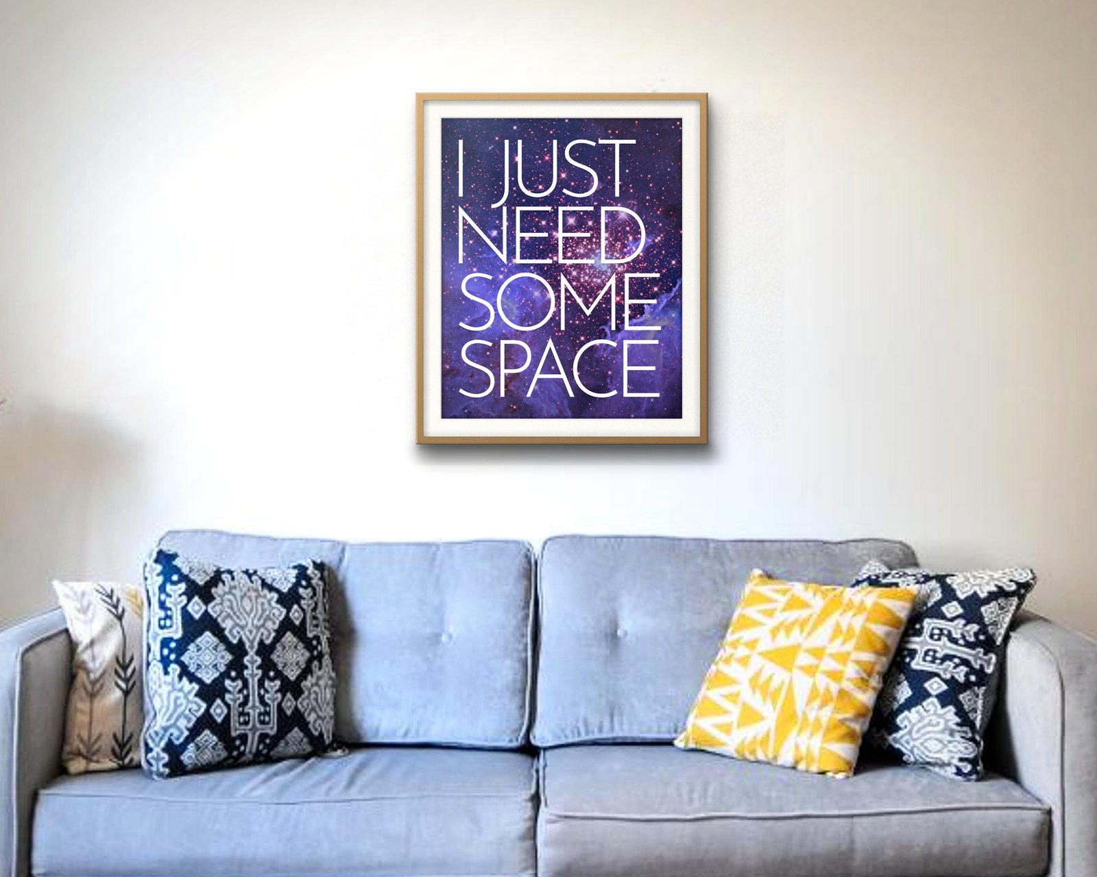 I Just Need Some Space: Living room · velvet sofa, framed
