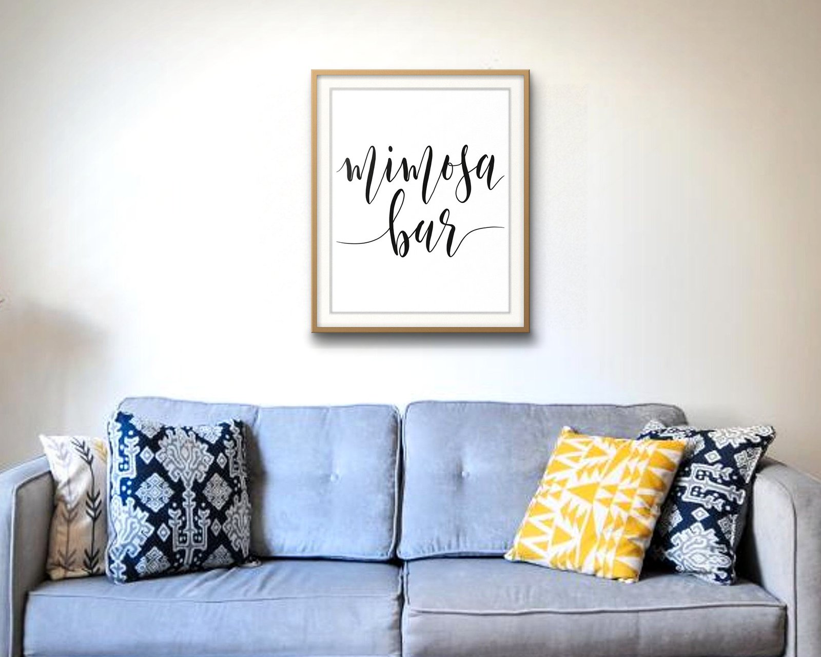 Mimosa Bar: Living room · velvet sofa, framed